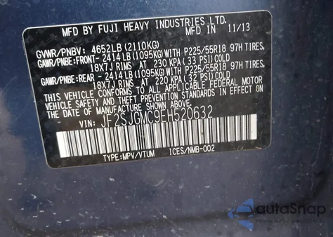 2014 Subaru Forester 2.0Xt Touring из США, поврежденный, VIN JF2SJGMC9EH520632